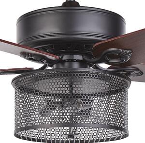 Wentylator sufitowy z oświetleniem lampa wiatrak metal sklejka czarny Irtish Beliani