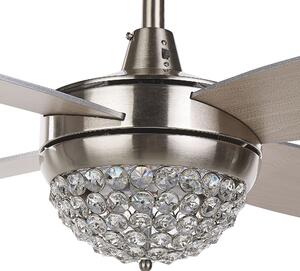 Wentylator sufitowy z oświetleniem lampa wiatrak metal srebrno-beżowy Zarqa Beliani