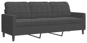 Sofa 3-osobowa, czarny, 180 cm, tapicerowana aksamitem