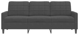 Sofa 3-osobowa, czarny, 180 cm, tapicerowana aksamitem