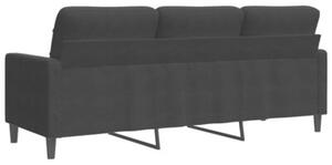 Sofa 3-osobowa, czarny, 180 cm, tapicerowana aksamitem