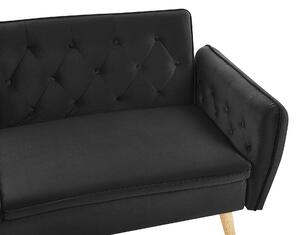 Nowoczesna sofa tapicerowana rozkładana dekoracyjne guziki czarna Bardu Beliani