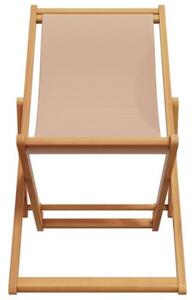 Składane krzesła plażowe, 2 szt., taupe, tkanina i lite drewno