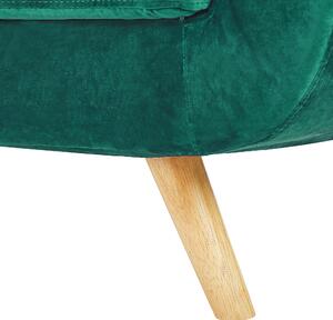 Fotel welurowy w stylu retro drewniane nóżki zdejmowany pokrowiec zielony Bernes Beliani