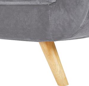 Fotel welurowy w stylu retro drewniane nóżki zdejmowany pokrowiec szary Bernes Beliani