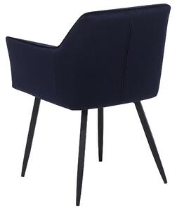 Zestaw 2 krzeseł do jadalni welurowe niebieskie czarne metalowe nogi Jasmin Beliani