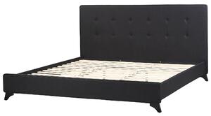 Nowoczesne łóżko tapicerowane stelaż 180 x 200 cm pikowane wezgłowie czarne Ambassador Beliani