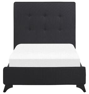 Nowoczesne łóżko tapicerowane stelaż 90 x 200 cm pikowane wezgłowie czarne Ambassador Beliani