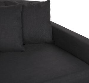 Sofa 3-osobowa tapicerowana czarna poliester z falbana z poduszkami Gilja Beliani