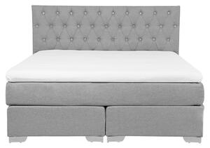 Łóżko kontynentalne szare z materacem pikowany zagłówek 160 x 200 cm Duchess Beliani