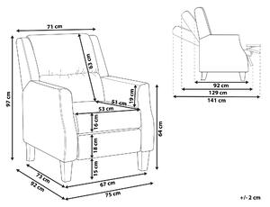 Fotel telewizyjny rozkładany tapicerowany welurem z podnóżkiem szary Egersund Beliani