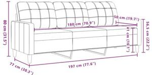 Sofa 3-osobowa, ciemnozielony, 180 cm, obita aksamitem