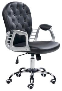 Krzesło biurowe czarne ekoskóra obrotowe regulacja wysokości pikowane oparcie Princess Beliani