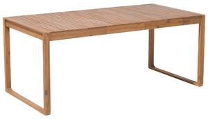 Zestaw ogrodowy drewniany stół i 8 krzeseł z szarymi poduszkami Sassari Beliani