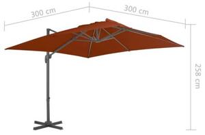 Parasol wiszący z aluminiowym słupkiem, 300x300 cm, terakota