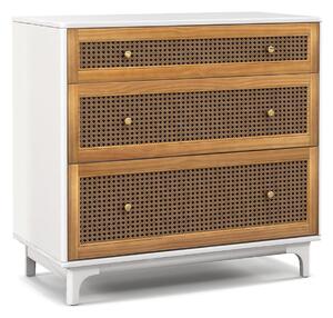 Komoda z 3 szufladami rattanowymi 80 x 40 x 78 cm