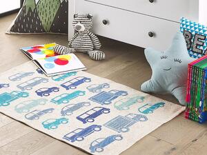 Prostokątny dywan dziecięcy 60 x 90 cm wzór w samochody niebieski Maduraj Beliani