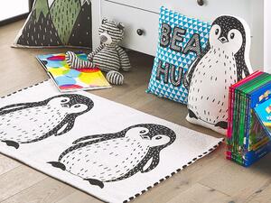 Dywan do pokoju dziecięcego motyw pingwina 60 x 90 cm biało-czarny Hajdarabad Beliani
