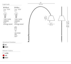 Luceplan - Lady Costanza Lampa Ścienna z Wyłącznikiem Czerwona/Aluminium Luceplan