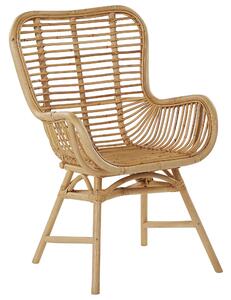Rattanowe krzesło wysokie oparcie plecione beżowe fotel styl boho Togo Beliani