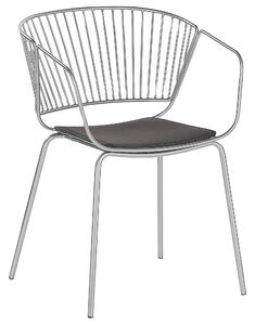 Zestaw 2 krzeseł do jadalni srebrny czarna poduszka na siedzenie z ekoskóry Rigby Beliani