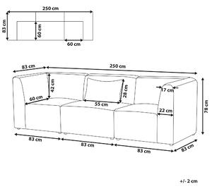 Nowoczesna sofa modułowa 3-osobowa kanapa sztruksowa szara Lemvig Beliani