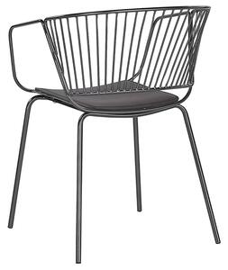 Zestaw 2 krzeseł do jadalni czarny czarna poduszka na siedzenie z ekoskóry Rigby Beliani