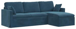 Nowoczesna sofa aksamitna w kolorze niebieskim z metalowÄ ramÄ