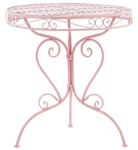 Stół ogrodowy metalowy nowoczesny design ozdobne nóżki różowy Albinia Beliani