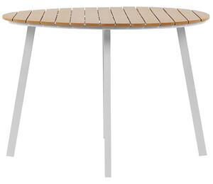 Stół ogrodowy jasne sztuczne drewno aluminiowe nogi okrągły 105 cm Cavoli Beliani