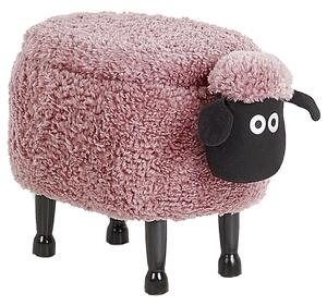 Pufa zwierzak owca sztuczne futerko ze schowkiem na zabawki różowa Sheep Beliani