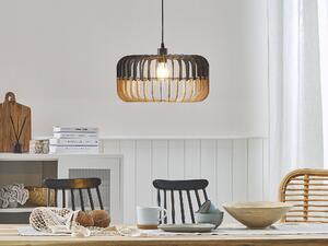 Sous lampa wisząca w stylu skandynawskim, średnica 40 cm, kolor jasne drewno i czarny, lampa wisząca do salonu, sypialni, jadalni Beliani