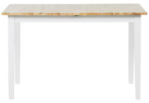 Stół do jadalni 120/150 x 80 cm rozkładany blat jasne drewno z białym Houston Beliani