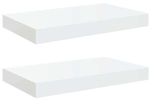 Półki ścienne, 2 szt., białe, wysoki połysk, 40x23x3,8 cm, mdf