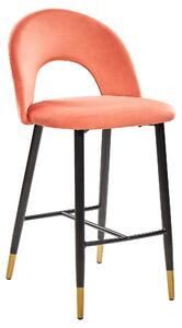 Retro zestaw 2 krzeseł barowych welurowych koralowy stalowe czarne nogi Falton Beliani