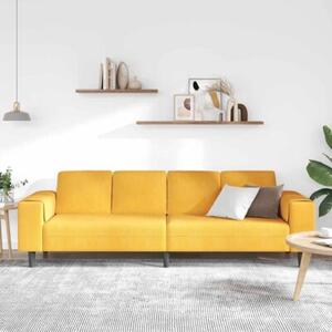 Nowoczesna sofa w ksztaÅcie u z sztruksowym obiciem - jasnoÅ¼Ã³Åta, 4 miejsca