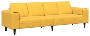 Nowoczesna sofa w ksztaÅcie u z sztruksowym obiciem - jasnoÅ¼Ã³Åta, 4 miejsca