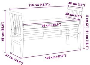 Ławka ogrodowa z poduszką brązowy 110 x 38 x 65cm bambus