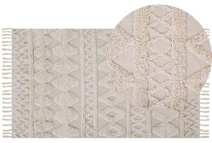 Dywan minimalistyczny beżowy bawełniany tuftowany geometryczny 80 x 150 cm Didim Beliani
