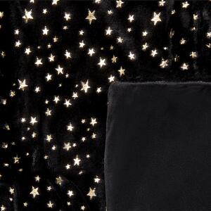 Dekoracyjny koc narzuta poliester wzór w złote gwiazdy 130 x 180 cm czarny Alazeya Beliani