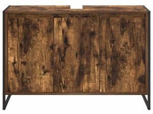 Industrialna szafka łazienkowa z materiału drewnopochodnego w kolorze dąb dymny, 90 x 30 x 60 cm
