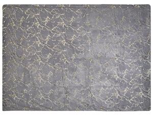 Dekoracyjny koc narzuta poliester złoty wzór marmur 130 x 180 cm szary Godavari Beliani