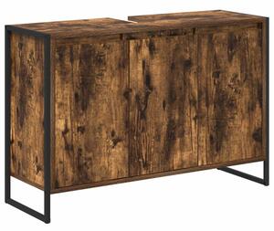 Industrialna szafka łazienkowa z materiału drewnopochodnego w kolorze dąb dymny, 90 x 30 x 60 cm
