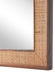Dekoracyjne lustro ścienne prostokątne 54 x 74 cm jasne drewno plecionka Iguala Beliani