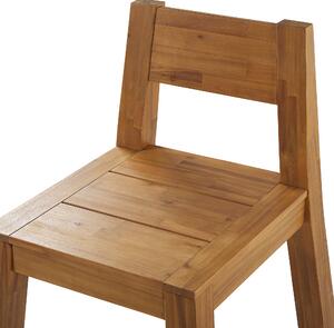 Rustykalny zestaw 2 krzeseł drewnianych ogrodowych jasne drewno akacjowe Livorno Beliani