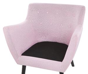 Fotel klubowy retro tapicerowany na czarnych nóżkach pikowane oparcie różowy Drammen Beliani