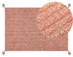 Dywan bawełniany ręcznie robiony 140 x 200 cm pomarańczowy Mugla Beliani