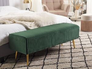 Welurowa ławka do sypialni złote metalowe nogi zielona Paterson Beliani