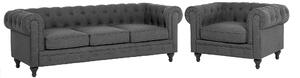 Klasyczny zestaw wypoczynkowy sofa fotel pikowany szary Chesterfield Beliani