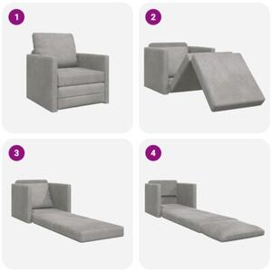 Sofa bed jasnoszary 74 x 77 x 81 cm aksamit